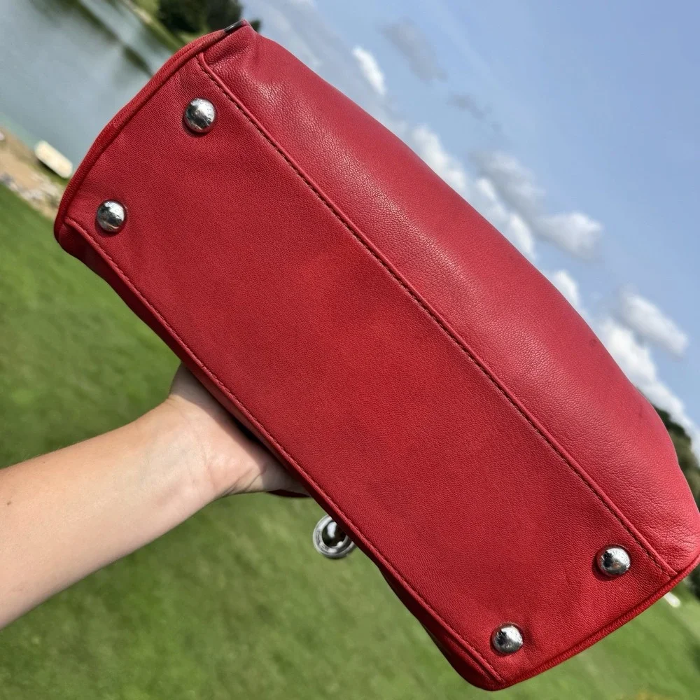 Michael Kors Red Leather Handbag Purse Shoulder Bag ~ Crossbody Strap